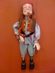 Pirate Marionette hand made in Germany, ceramic face, hands, shoes, glass eyes. Made in Germany
